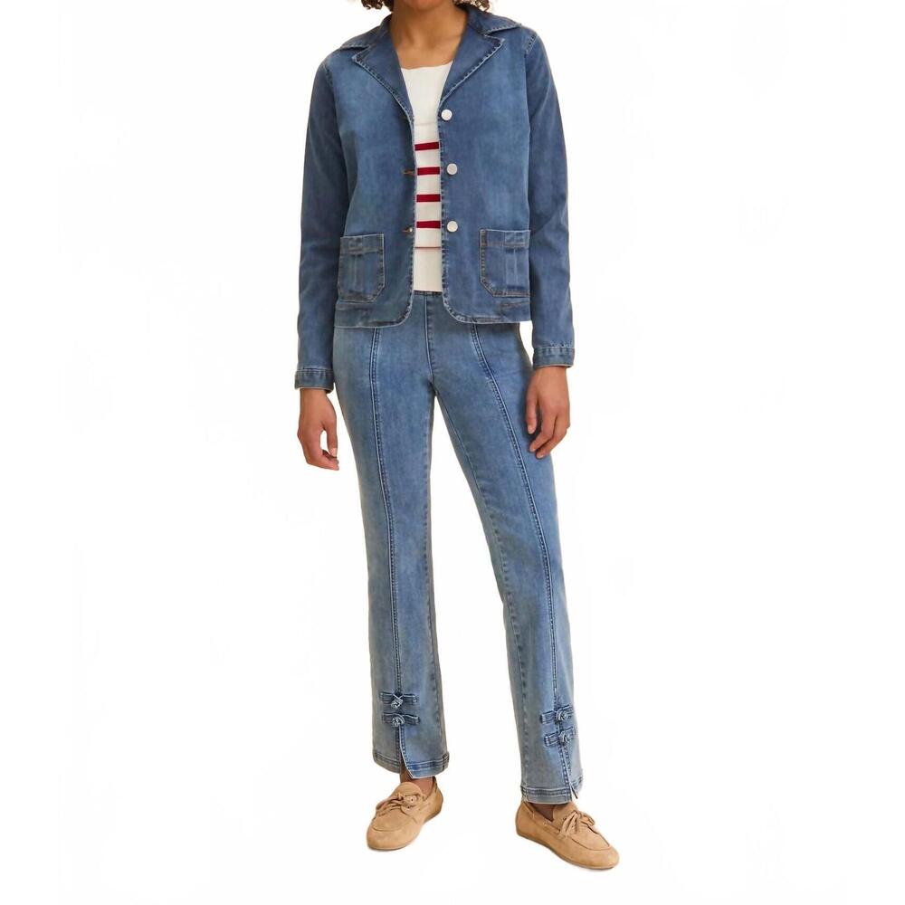 NEW FDJ denim button front blazer in medium wash